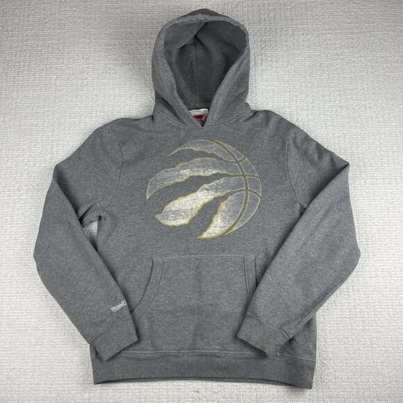 Toronto Raptors Mitchell & Ness NBA Sweatshirt Hoodie Gray Golden logo Men M - Picture 1 of 16